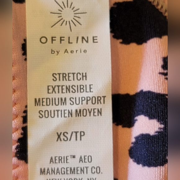 Offline by aerie pink/navy leopard print twist back sports bra XS/TP - Picture 4 of 4